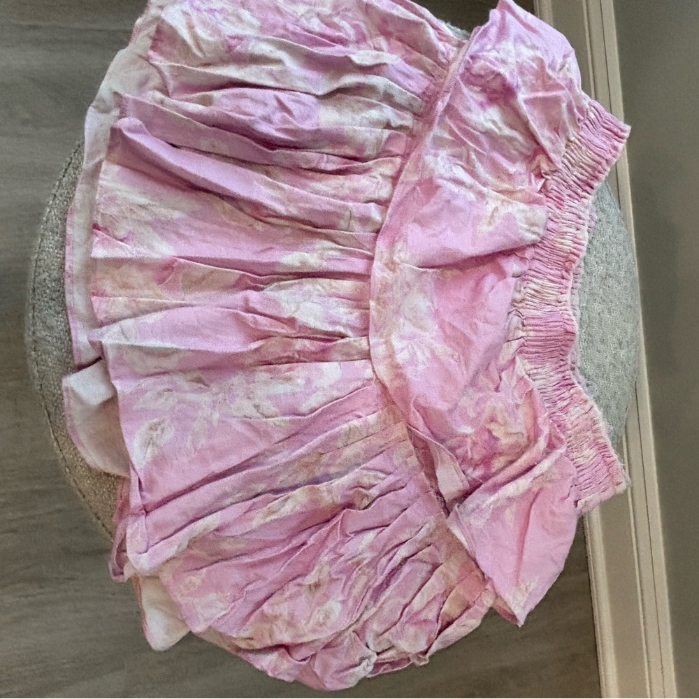 LoveShackFancy Pink Ruffled Bubble Mini Skirt